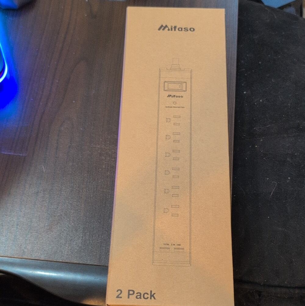 Mifaso 8-Outlet Surge Protector Power Strip, 2 Pack (Model X002OBNZBZ)